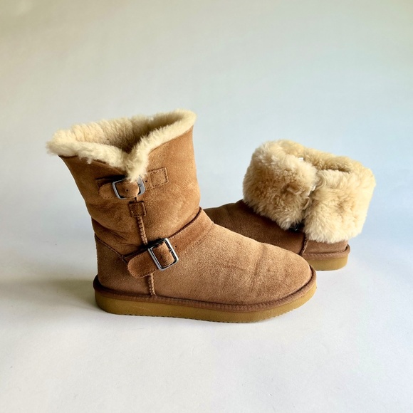 Unbranded Tan Suede Genuine Leather Sheepskin Lining Mid Calf Boots size 9 - Picture 1 of 14